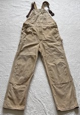 Vintage Carhartt Overalls Adult Tan Canvas Double Knee Workwear Mens VTG READ