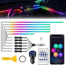 Acrylic Interior Car LED Strip Light with USB/Type C/4-Port Cigarette Lighter, D