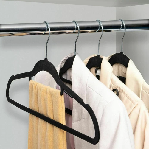 60X Non Slip Flocked Clothes Hangers Velvet Trouser Hanging Hanger Space Saving - Picture 5 of 9