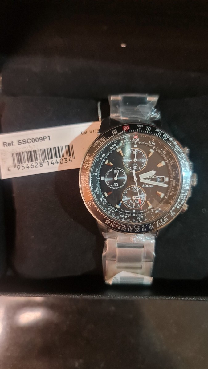 SEIKO ProspeX SSC009P1 Solar Chronograph FlightMaster Steel Watch