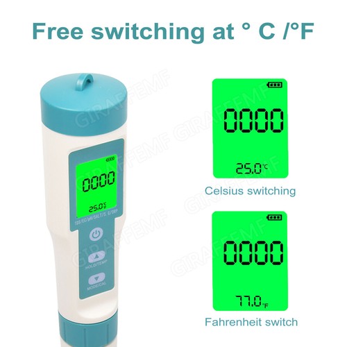 7 in 1 Digital Messgerät PH/ORP/EC/TEMP/SALT/S.G/TDS Wasseertester Pool Prüfer - Bild 6 von 14
