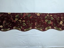 Waverly Chianti Cabernet Fairfield Scalloped Layered Valance Red Floral 75” ONE