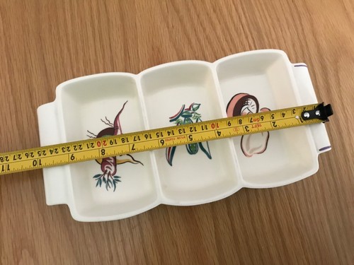 1950's POOLE POTTERY 3 Section Nibbles/vegetable Dish 10" x 5" - Picture 14 of 15