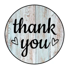 30 1.5" THANK YOU HEART WOOD SHIPPING LABELS ENVELOPE SEALS ROUND STICKERS***