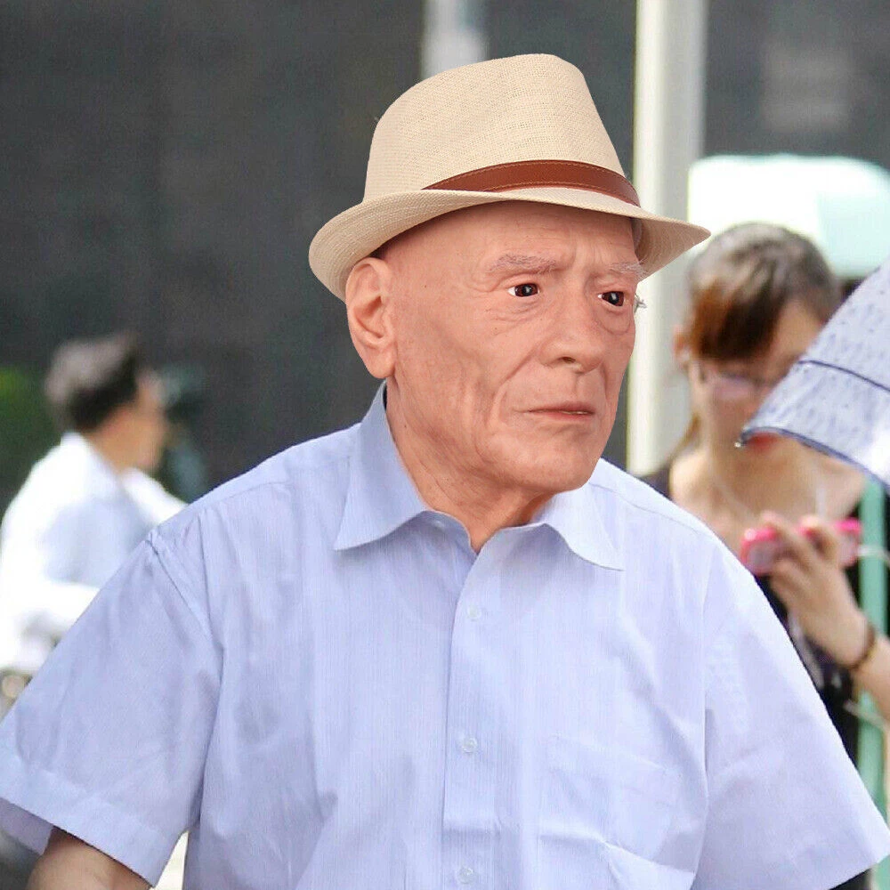 Realistic Silicone Old Man Mask Full Male Head Mask Disguise Cosplay Mask