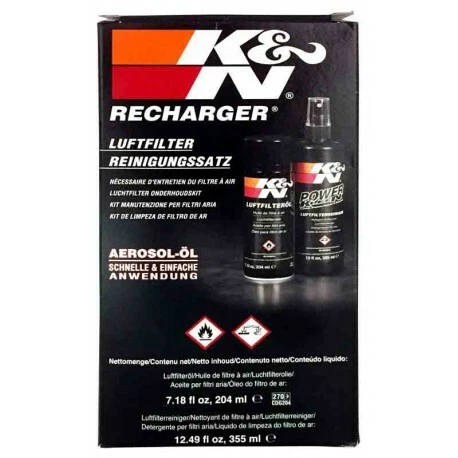 Kit Nettoyant filtre a AIR KN K&N 355ml + 204ml power kleen 99-5000EU 99-5003EU - Photo 2/2