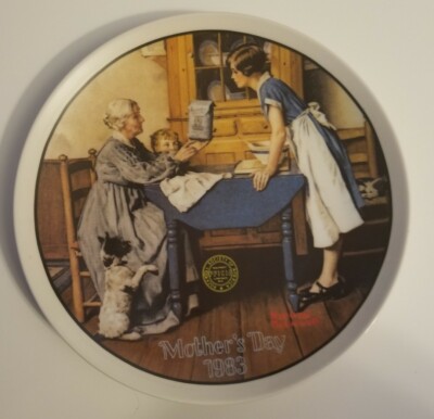 NORMAN ROCKWELL 1983 ADD TWO CUPS & A MEASURE OF LOVE MOTHERS DAY PLATE Knowles