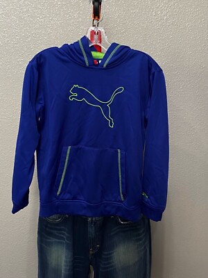 BOYS Puma Blue Green Hoody SWEATER BOYS Medium M 
