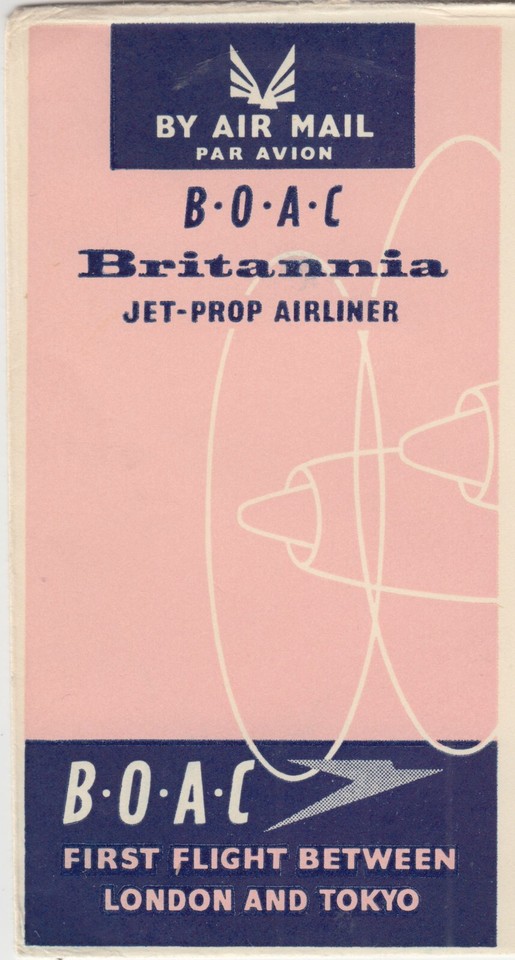 BOAC 1957 BRITANNIA JETPROP AIRLINER official illustrated FFC KARACHI