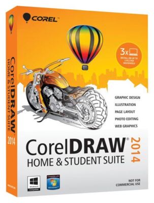 CorelDRAW Home & Student Suite 2014 Corel DRAW /Windows 10 8 8.1 7 Vista 3 Users
