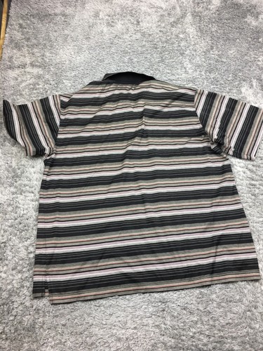 Ben Hogan Polo Shirt Men Size XL Black Beige Striped Short Sleeve - Picture 9 of 11