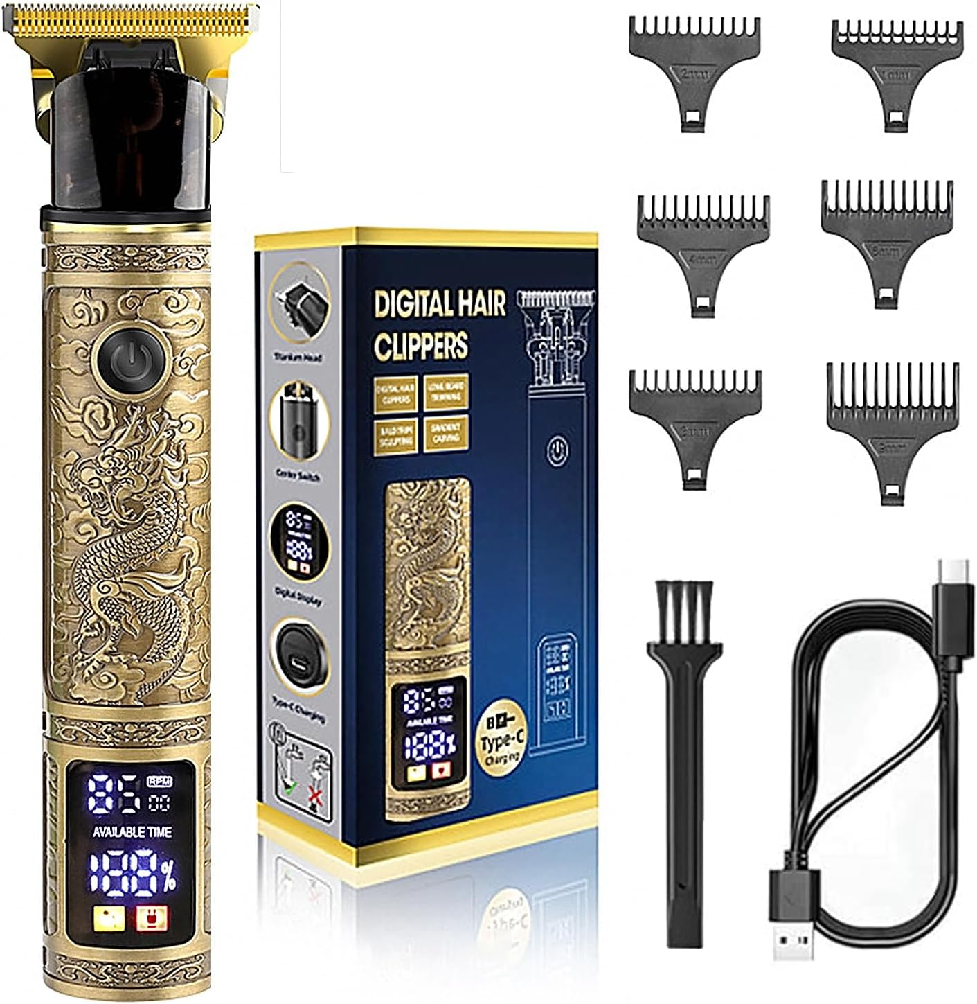 Clippers For Men Cordless Zero Gapped Trimmer Three Speed Variable LCD Display