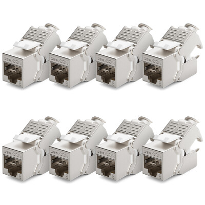 8x CAT8 Keystone Jack Modul STP werkzeuglos RJ45 LAN Adapter Netzwerk Patchkabel