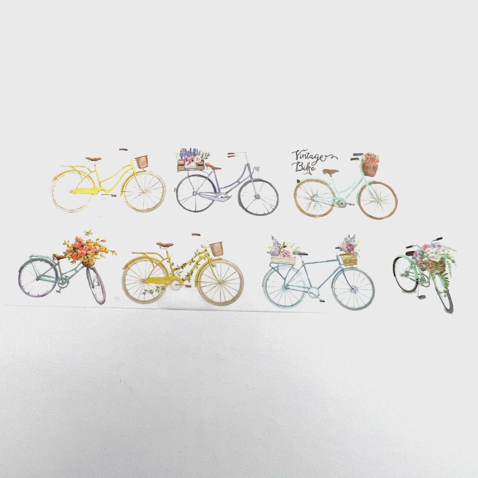 Vintage Bike with Basket Full of Flowers Wide Washi Tape