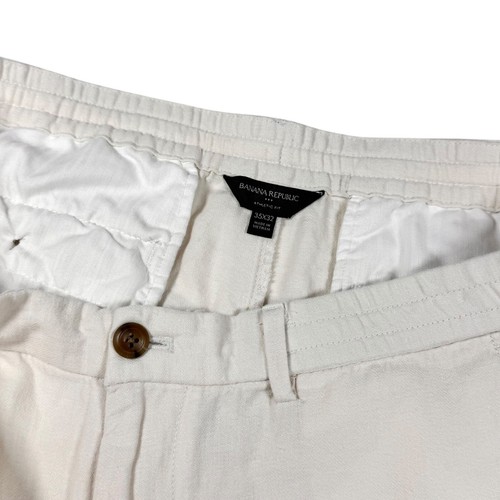 Banana Republic Linen Pants Sz.35-32 Off-White Elastic Summer Lightweight - Picture 6 of 10