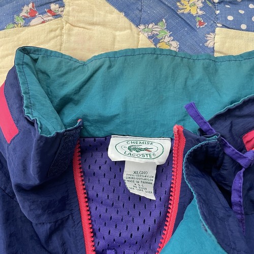 Vintage 90s Lacoste Chemise Color Block Retro Nylon Windbreaker Jacket - Picture 5 of 13