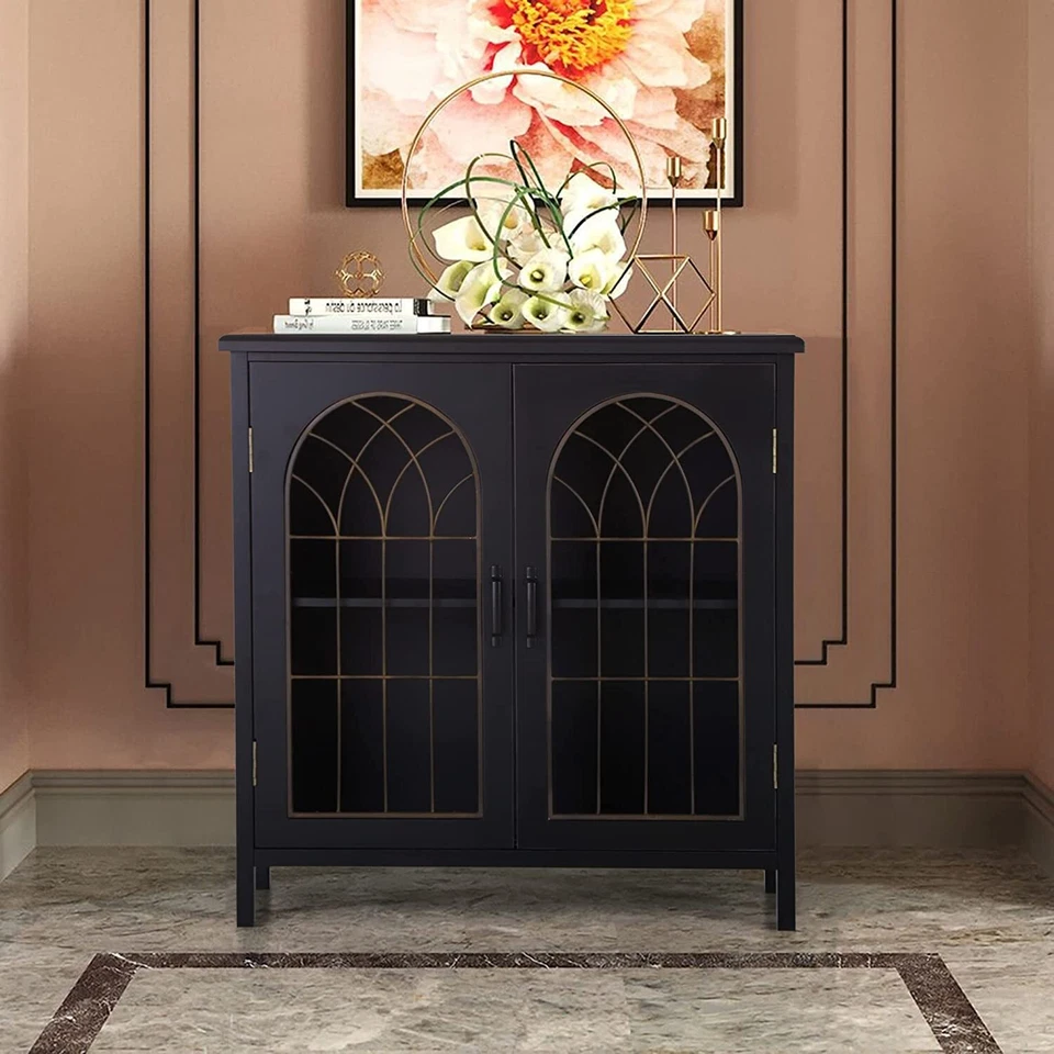 Accent Storage Cabinet with 2 Doors Decorative Cabinet Buffet & Sideboard - Image 3 of 4