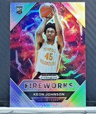 Keon Johnson 2021 Prizm Draft Picks SILVER PRIZM SP FIREWORKS #5 - Tennessee RC