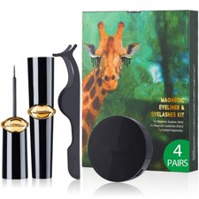4 Pairs Natural Looking Magnetic Eyelashes with Eyeliner (8ml Large Capacity)
