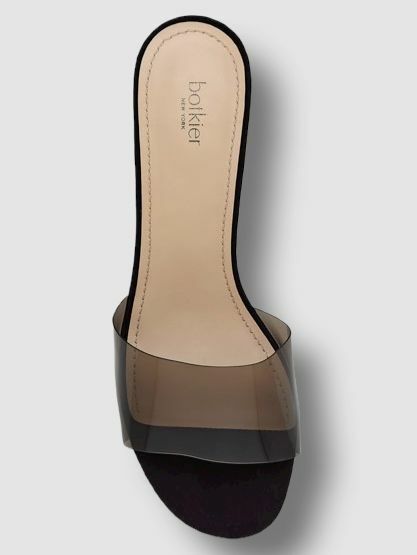 $128 Botkier Women's Black Vinyl Carlie Mule Heel Sandals Shoes