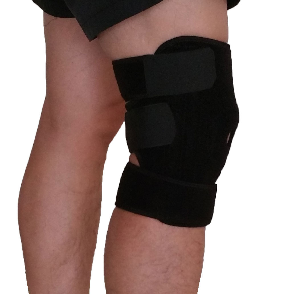 Saibike Adjustable Knee Support Brace – Neoprene & Spandex Wrap For Gym & Sports (One Size Black)