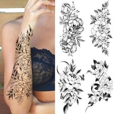 Flower Large Temporary Body Art Arm Tattoo Sticker Sleeve Man Women Waterproof