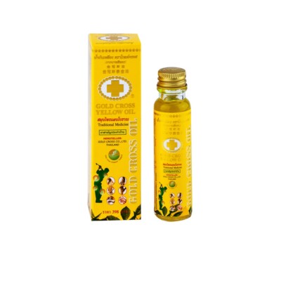 Yellow Oil Gold Cross Herbal Thai Best Pain Premium Quality Product 24 cc x 3
