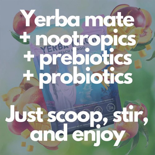 Polvo de té instantáneo Yerba Magic Yerba Mate - Sabores de mango melocotón - 30 porciones EE. UU. - Imagen 3 de 5