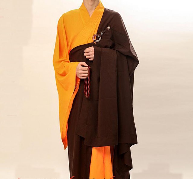 Coffee Zen Buddhist Monk Robe Lay Master Cassock Meditation Gown Loose