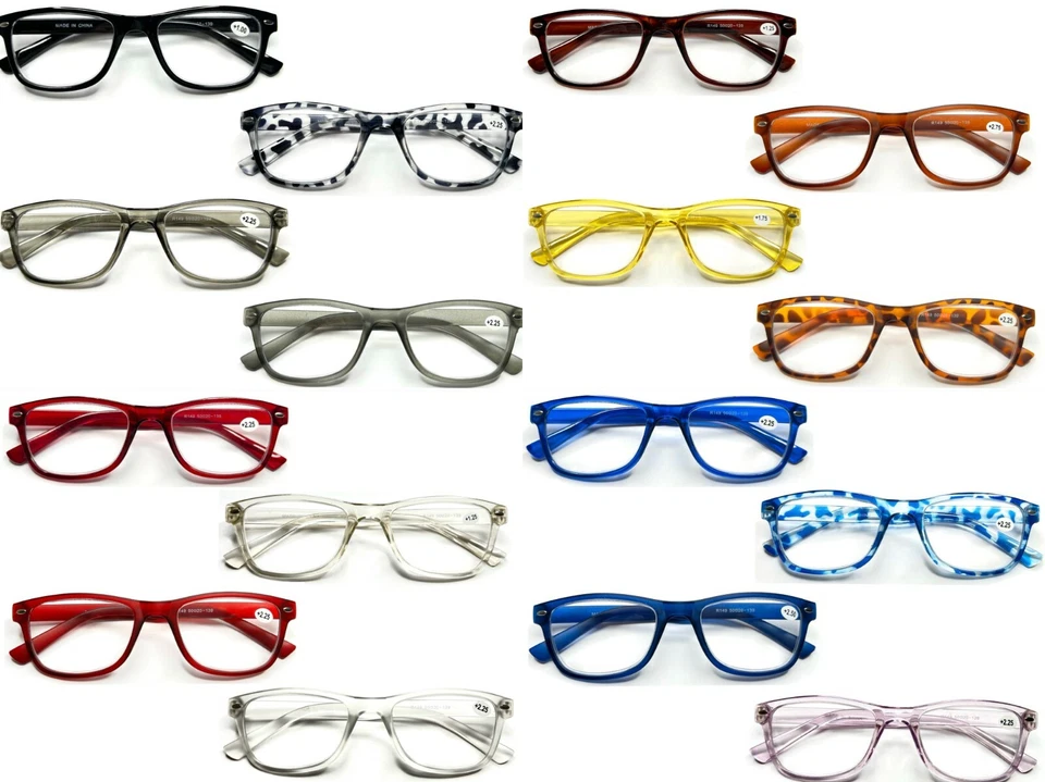 Classic Trendy Men Women Lightweight Reading Glasses 16 Colour Retro Design L149