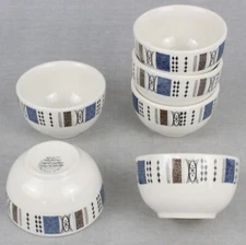 Britamic Bridgwood Ironstone KELVIN Pattern 6 small bowls England MCM Atomic VTG
