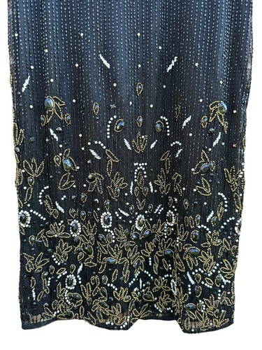 Neu mit Etikett $ 598 Mac Duggal Größe 10 5796 hochgeschlossen verziertes schwarzes Midikleid NEU - Bild 8 von 21