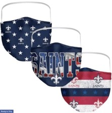 NFL Official New Orleans Saints Patriotic Adult Face Masks 3 Pack New