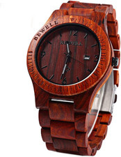 BEWELL ZS-W086B Wooden Watch Men Gifts Handmade Date Display Quartz Movement Ana