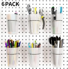 6 Set Pegboard Hooks with Cups, Ring Style Bins with Rings, Pegboard Cup Holder