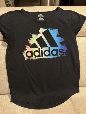 Adidas Girl s Large (14), Black Multicolored Logo, Comfortable Stretch, NWOT