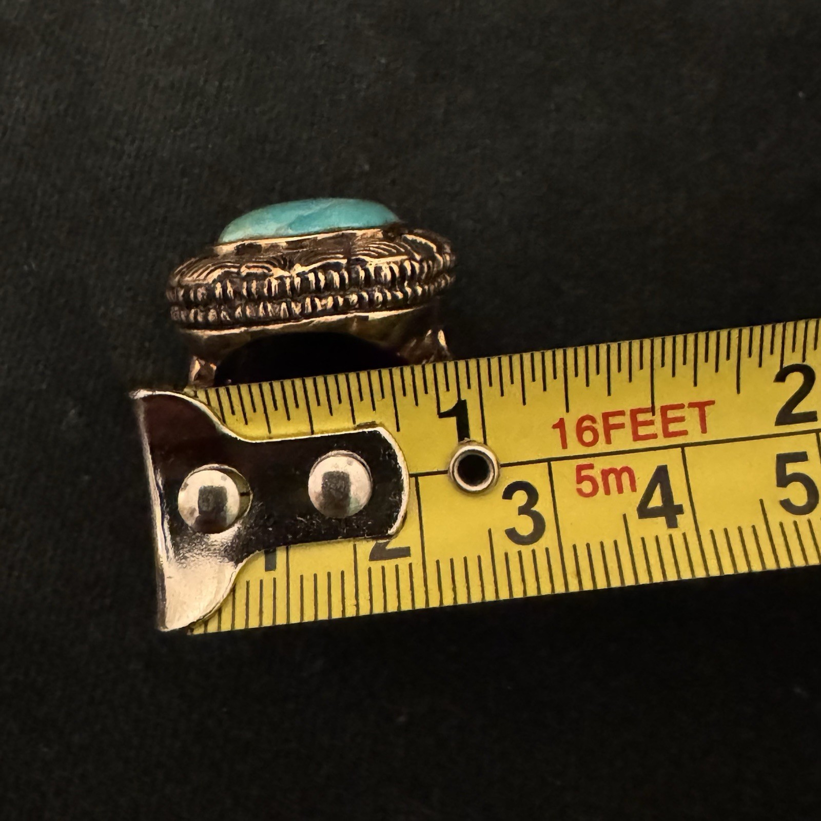 Bronze & Turquoise Statement Ring Signed Thai Siz… - image 11