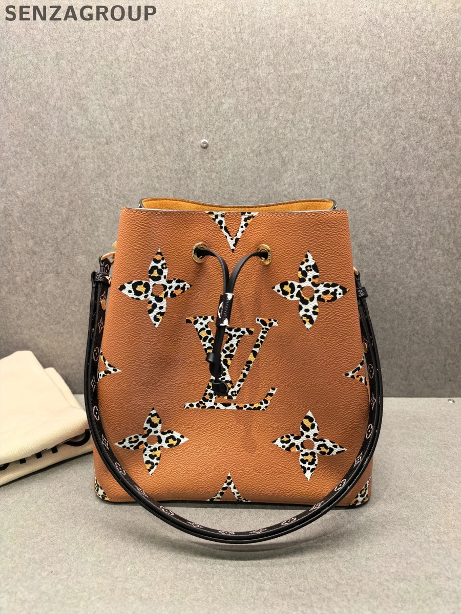 Louis Vuitton NOE Jungle Leopard Print Bucket Crossbody Bag Women