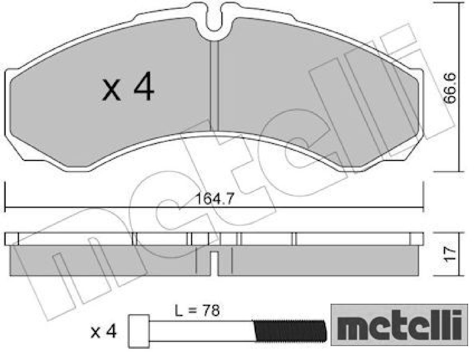 metelli 22-0212-3 Bremsbelagsatz für Scheibenbremse Bremsbelagsatz für Iveco
