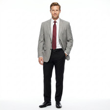 Jack Victor 42R Blazer Gray Micro Check Wool 2 Btn Single Vent Sport Coat Mens