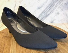 COACH AND FOUR Black Fabric Low Heel Pumps Womens Size 9 Career Padded Insole