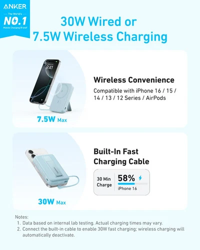 Anker Zolo Magnetic Power Bank 10000mAh 30W Wireless Portable Charger-black image 2