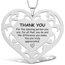 Stainless Steel Thank You Ornament - Heart Shaped Appreciation Gift with Lase...