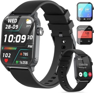 Smartwatch Men Alexa Built-in Fitness Tracker Bluetooth Call 1.83'' Jet Black