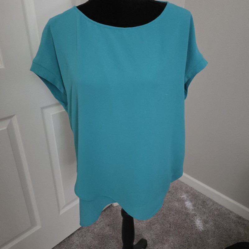 Daniel Rainn | Teal Short Sleeve Tunic Blouse Size L