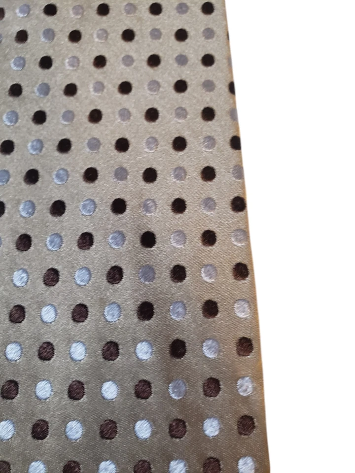 Croft & Barrow Mens Tie Necktie Tan with Brown Gray Polka Dots Stain Resistant - Image 2 of 4