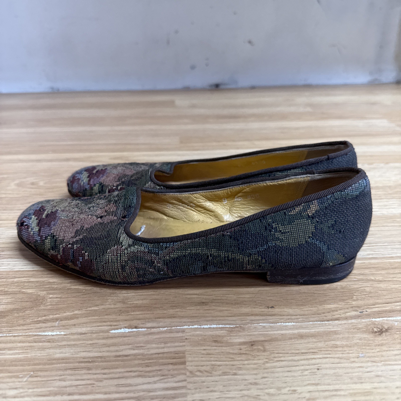 Vintage 90s Ralph Lauren tapestry loafers Flats Women's Size 9 AA thumbnail 4