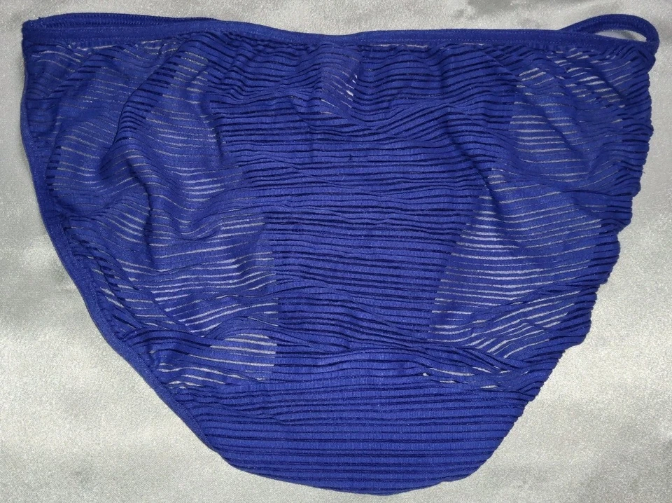 Винтажные трусики-бикини Victoria's Secret на струнах ребристый вид синие S 30-32 дюйма - Изображение 4 из 4