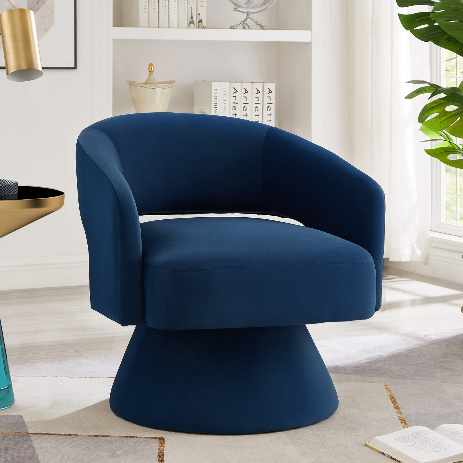 Velvet Swivel Chair Modern Comfortable Stylish Accent Seat