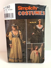 Simplicity Costume pattern 8192 Misses' Medieval Costumes sz 16, 18, 20 uncut